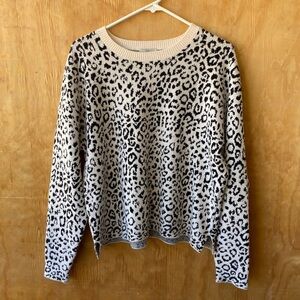 Joie Leopard Print Crew Neck Sweater